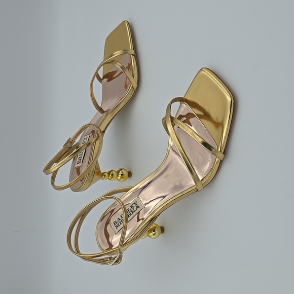 Badgley Mischka Callie Beaded Heel Sandals, Gold, Women's 7.5 - Picture 16 of 16